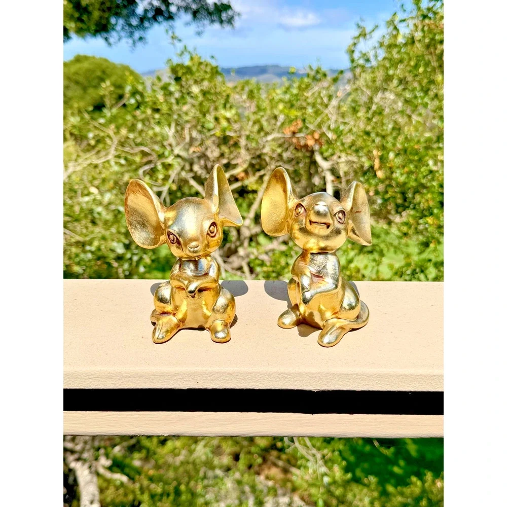 Anthony Freeman McFarlin Gold Leaf Mice Figurines MCM Japan Pair Vintage